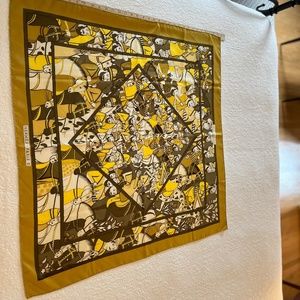 Gold Hermes vintage silk scarf